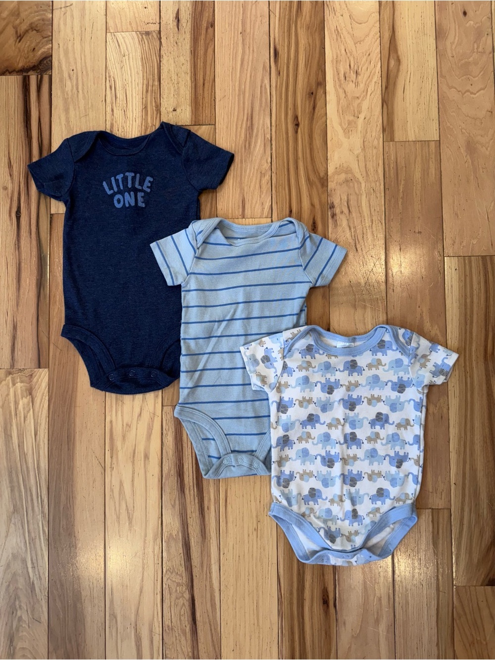 Carter's Navy, Light Blue & Blue Elephant 3-Pack One Piece Bodysuits